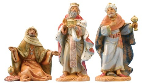Fontanini by Roman Inc., 3 Piece King Set, 5 Three Kings Collection, Nativity Figure and Accessories, Hand Sculpted and Painted