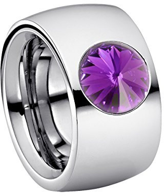 Heideman Damen-Ring coma 14 poliert Gr.64 kristalle amethyst 10mm Ringe mit Stein Zirkonia Edelstein Edelstahl Größe 64 (20.4) hr9100-3-204-64