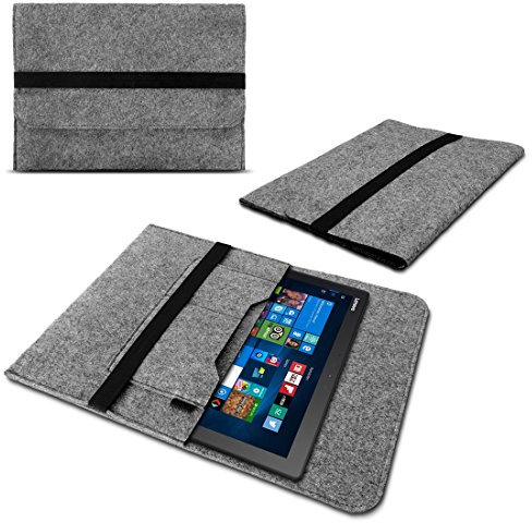 Laptop Tasche Sleeve Hülle für Lenovo Miix 510 520 Notebook Netbook 12 Zoll Ultrabook Case Schutzhülle Filz in Grau mit Innentaschen von NAUCI