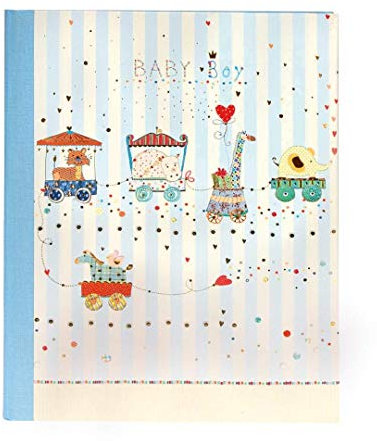 goldbuch Babytagebuch, Animal Train, 21 x 28 cm, 44 illustrierte Seiten, Leinen und Kunstdruck mit goldpräung und Relief, Blau, 11418