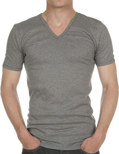 Eminence - Tee-Shirt col V Pur Coton Premium - Taille : 6 - Couleur : Gris foncé chiné