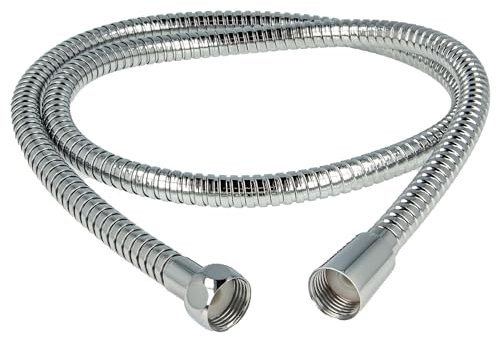 tecuro Metall Agraff Brauseschlauch 1,25 m, doppelt gewickelt, hochglanzverchromt, Innenschlauch geprüft nach KTW-A und DVGW W-270, inkl. 2 Dichtungen