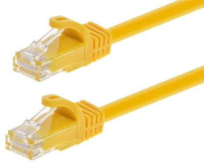 Monoprice Flexboot Cat6 Ethernet Patch Cable - Network Internet Cord - RJ45, Stranded, 550Mhz, UTP, Pure Bare Copper Wire, 24AWG, 20ft, Yellow