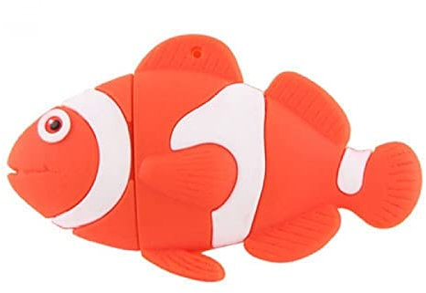 Fisch Aquarium Meer USB Flash Pen Drive 32 GB - Fish Memory Stick Daten Aufbewahrung - Speicherstick - Orange und Weiß