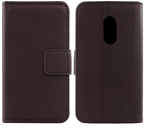 Gukas Design Echt Leder Tasche Für TP-LINK Neffos X1 5 Hülle Lederhülle Handyhülle Handy Flip Brieftasche mit Kartenfächer Schutz Protektiv Genuine Premium Case Cover Etui Skin (Dark Braun)