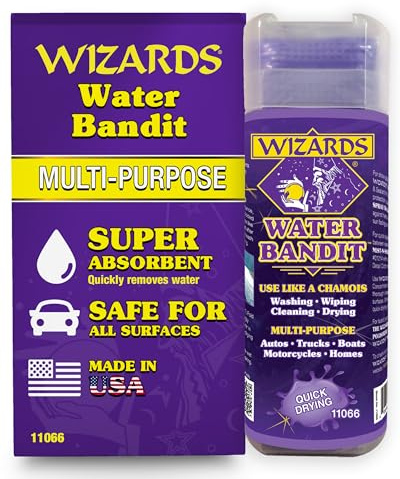 Wizards Water Bandit - Multi Purpose Synthetic Drying Chamois for Autos, Trucks, Boats, Motorcycles, and Homes - Machine Washable Car Drying Towel - King Sized Chamois Cloth For Car - 27 x17 Inches