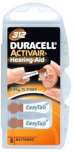 Duracell DC 312 Activair 10 Lot de 6 Piles d’appareils auditifs de Type 312