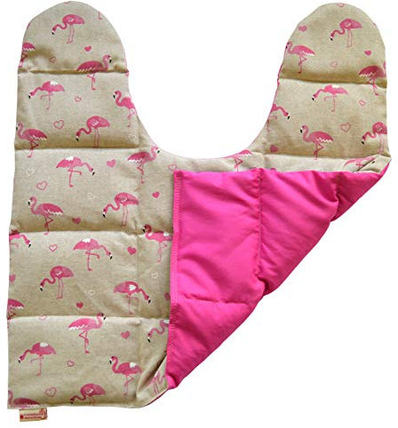 Textil FreWe Körnerkissen mit Rückenausschnitt/Verschiedene Designs/ca. 45x44 cm (Flamingo/pink)