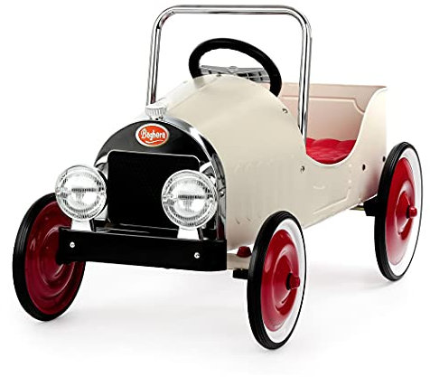 Baghera Klassisches Tretauto aus Metall, Weiß, 80 x 50 cm