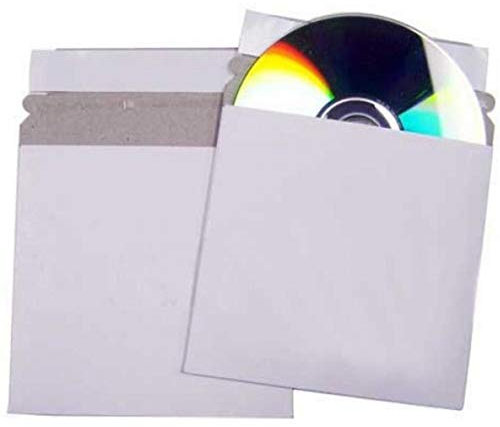 25-Pack CD DVD Blu-Ray Disc Cardboard Sleeve Mailers - White Peel and Seal Envelopes for Secure Postal Delivery