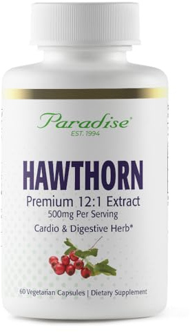 Paradise Herbs Hawthorn Berry, Active Whole Spectrum Extract, Super Potent, Ultra Pure, Vegan, Non-GMO, Gluten Free, 60 Vegetarian Capsules