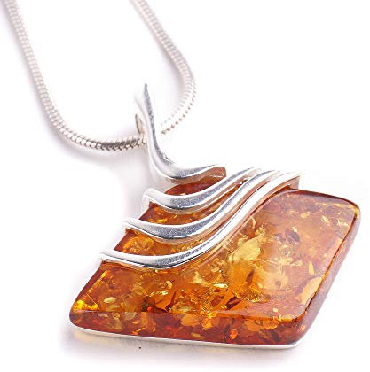 MyBernstein Bernstein Rautenförmiger Design Anhänger aus Bernstein (Bernsteinschmuck 10099)