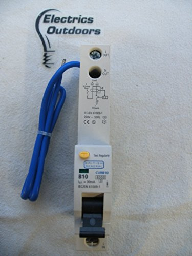 British General 10 AMP TYPE B 6 kA 30 mA RCBO RCD MCB 230V CURB10 BS EN 61009