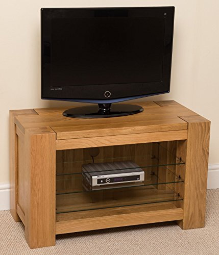 Oak Furniture King Kuba Solid Oak TV Unit | Oak TV Unit with Storage | 90 x 45 cm Wooden TV Stand | Kuba