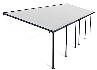 Canopia by Palram Patio Canopy Aluminium Feria 3 x 9.71 Polycarbonate Twin-Wall Panels Pergola 971 x 300 cm Grey for Roofing Your Patio