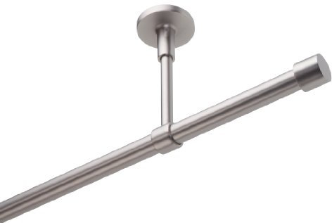 DécoProfi Gardinenstangen Chrom Matt 1-läufig Ø 16 mm L: 180 cm I Endkappe Gardinen/Vorhangstange im Set I Inklusive Träger, Befestigung und Endstücke I Decken- oder Wandbefestigung