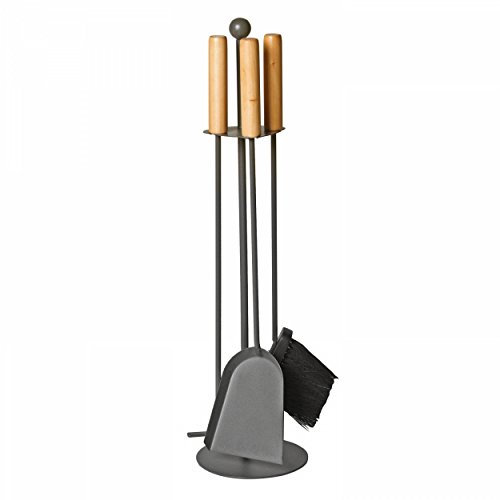 raik 21.02.728.2 Kaminbesteck, 3-teilig, anthrazit, Holzgriffe, 58cm