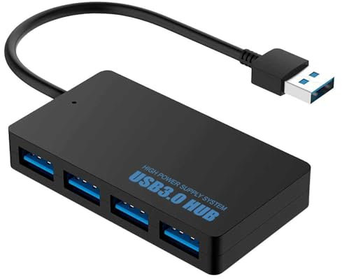 Ociodual Splitter mit 4-Fach Externer USB 3.0 Hub Schwarz Verteiler Datenübertragung Portable Datenhub Super High Speed SS