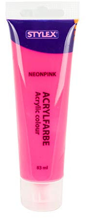 Stylex 28679 - Acrylfarbe auf Wasserbasis, 83 ml Tube in neonpink, matt, hohe Deck- und Farbkraft, lichtbeständig, schnelltrocknend und wasserfest