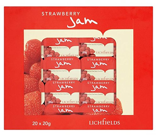 Lichfields Lot de 5 portions individuelles de confiture de fraise 20 x 20 g