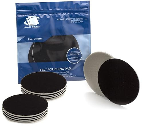 Glass Polish 11010-150 mm - Packung mit 10 Filz-Polierscheiben für Glas, Kunststoff, Metall, Marmor und mehr