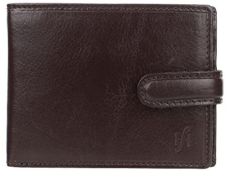 STARHIDE Genuine Leather RFID Blocking Wallet for Men – Slim Bifold with Coin Pocket, Clear ID Window, 8 Card Slots – Elegant Gift Boxed Accessory (Brown)
