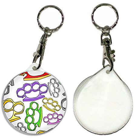 Knuckle Duster Pattern - 55mm Button Badge Key Ring
