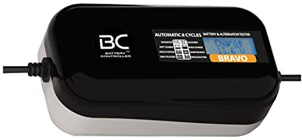 BC Battery Controller BC BRAVO 2000, Caricabatteria e Mantenitore Digitale/LCD, Tester di Batteria e Alternatore per tutte le Batterie Auto e Moto 12V Piombo-Acido, 2 Amp