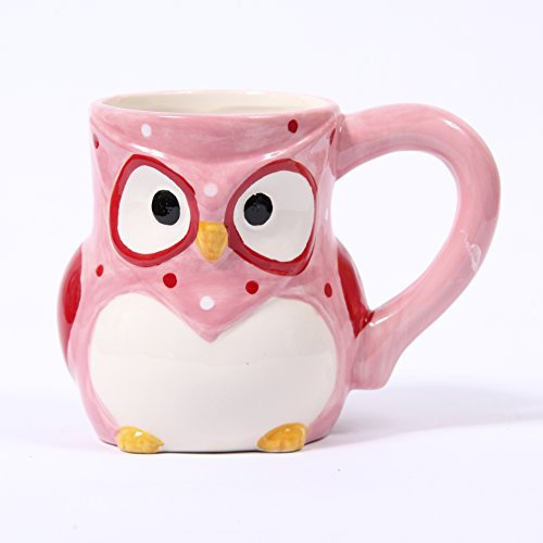Mystic Moments Pink Ceramic Polka Dot Owl Mug
