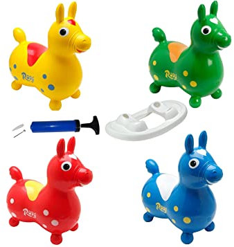 Rody Komplett-Set, Sprungpferd + Schaukel + Pumpe von ATC. Hüpftier Rock n Rody Cavallo Ledraplastic Gymnic (rot)