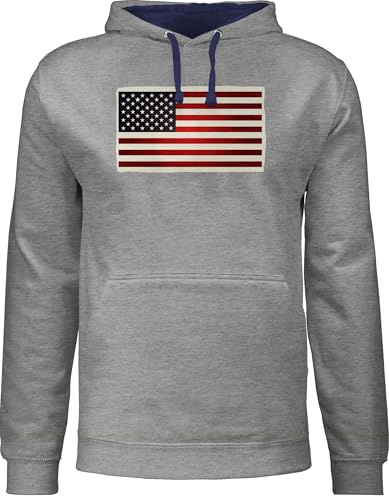 Shirtracer - Pullover Herren Frauen Hoodie Kontrast zweifarbig - Kontinente - Flagge USA