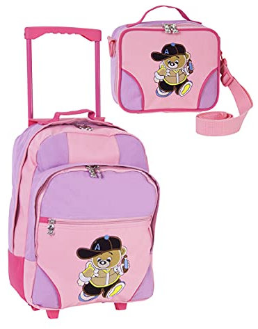 Reiseset Trolley Set Kinder Mädchen pink 2 - teilig mit Bärchenmotiv