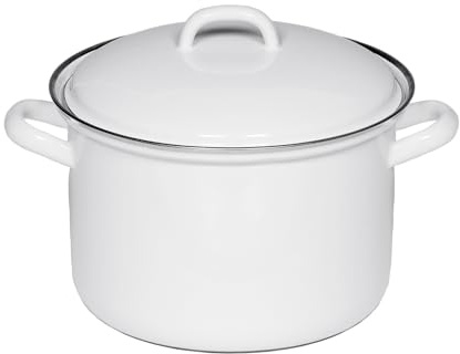 Riess, 0122-033, Topf mit Deckel Ø 16cm, WEISS, Emaille, Vol. (rec.): 1,5 Liter, Made in Österreich, LBH: 22,5x17,7x15,2cm, 1,023kg, Induktionskocher kompatibel, Gasherd geeignet, Ofenfest