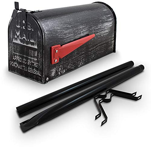 Bituxx US Mailbox Amerikanischer Briefkasten Standbriefkasten Wandbriefkasten Letterbox Retrolook Inclusive Standpfosten