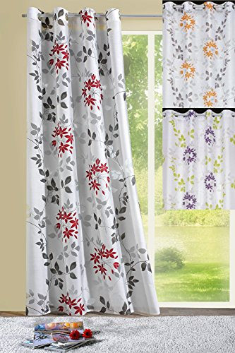 Gardine Ösenschal modern chic HxB 240x140 cm Vorhang mit halbtransparenter Blätterranke in orange-grau - geprüfte Top Qualität - sehr schöner Fall...auspacken, aufhängen, fertig! Dekoschal Typ221