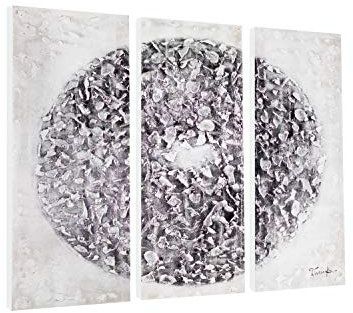 KunstLoft® Acryl Gemälde 'Soft Embrace' 90x90cm | original handgemalte Leinwand Bilder XXL | Abstrakt Kreis Grau | Wandbild Acrylbild Moderne Kunst mehrteilig mit Rahmen