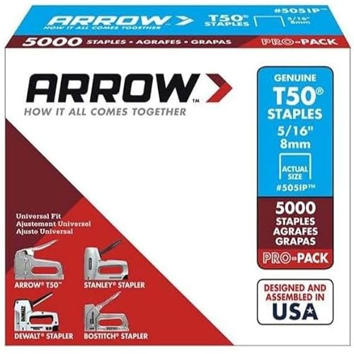 Arrow A505IP T50 Staples 8mm (5/16in) Bulk Pack 5000