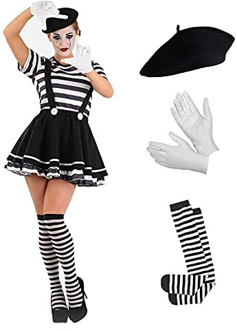 Fun Shack Damen Pantomime Kostüm, Perfekt für Fasching und Karneval, Inklusive Pantomime Set, XL