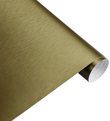 Könighaus (11,18€/m2) Gebürstetes Alu Gold Folie 100 x 152 cm blasenfrei mit Anleitung (Autofolie)