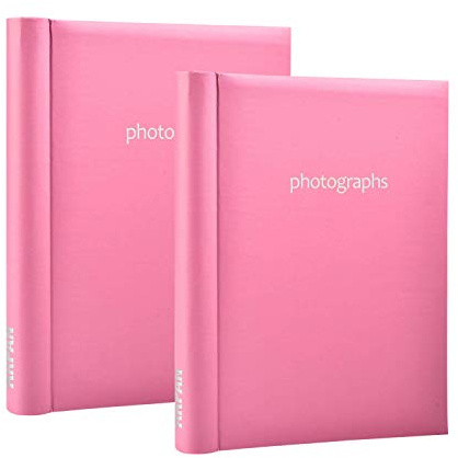 Arpan 2 Pack of Photo Albums Self Adhesive Large Picture Book Modern Style Wiro Binder In Black/Blue/Red/Vintage Birds/Butterfly (Hot Pink)
