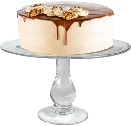 ARTLAND Simplicity Dessert Stand, 9.4-inches - Hand Blown Clear Glass, Ideal for Cakes, Cupcakes, Pastries, and More - Ideal for Everyday Entertainment & Special Occasions