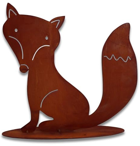 Rostikal Edelrost Gartendeko Fuchs 30 cm Rost Metall Figur für Garten und Indoor Deko Wohnzimmer