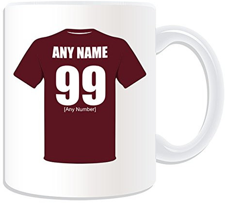 UNIGIFT Personalised Gift - Hearts Mug (Football Design Theme, White) - Any Name/Message on Your Unique Mug - The Jambos Famous Maroons Club