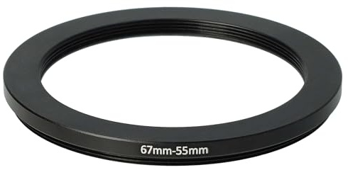 vhbw Step-Down-Ring Adapter von 67 mm auf 55 mm für Kamera Objektiv | Filteradapter, Metall Schwarz