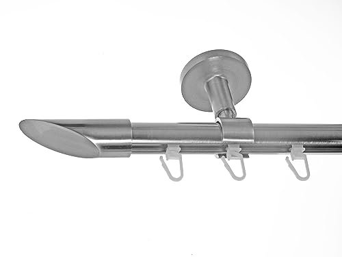 BASIT Innenlauf Gardinenstange 1 läufig 320 cm lang Edelstahl Look I Gardinenstange Deckenmontage 1 läufig Ø20mm I In 120-600cm verfügbar I D30
