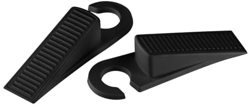 FACKELMANN 2 Türstopper, Gummi, Schwarz, 61440, 10 x 55 x 7 cm