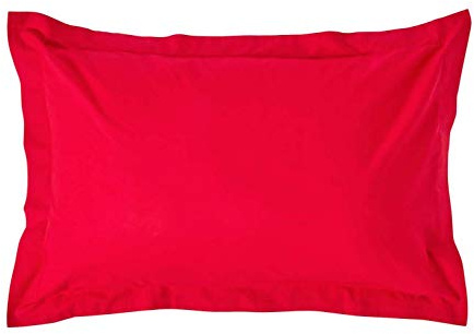 HOMESCAPES Red Pure Egyptian Cotton Oxford Pillowcase Standard Size 200 TC 400 Thread Count Percale Equivalent Pillow Case