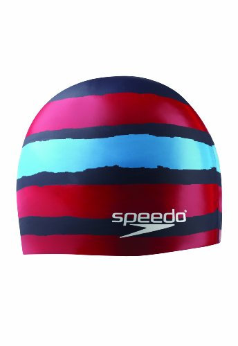 Speedo Silikon-Badekappe Flash Forward, Marineblau/Rot