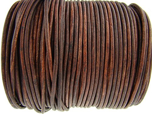 Lederschnur Rund 3 mm. Antik Braun 10 m - Länge: wählbar - Lederriemen, für Schmuck, zum Basteln, DIY-Projekte