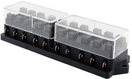 Mintice Blocs Fusible Lame Véhicule Automobile 12V 24V 10 Voies Boîte à Fusibles Voiture ATC ATO Porte Fusible Imperméable Protection